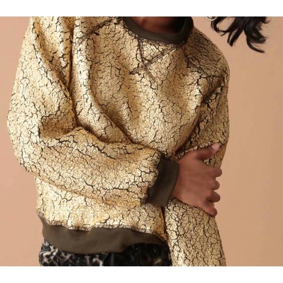 NEW ELECTRIC & ROSE ronan pullover in metallic gold - Picture 1 of 4